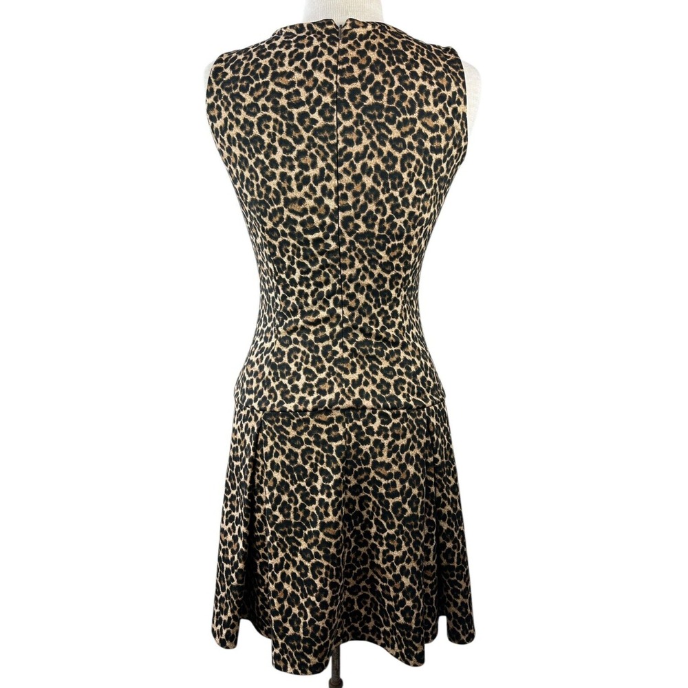 Michael Kors Leopard Print Dress Sleeveless Pleated Skirt Zipper Shoulder Size 2 - Picture 12 of 16